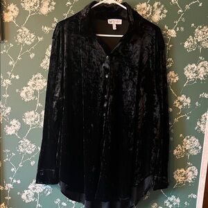 Jessica Simpson Black Velvet Button-Down Shirt